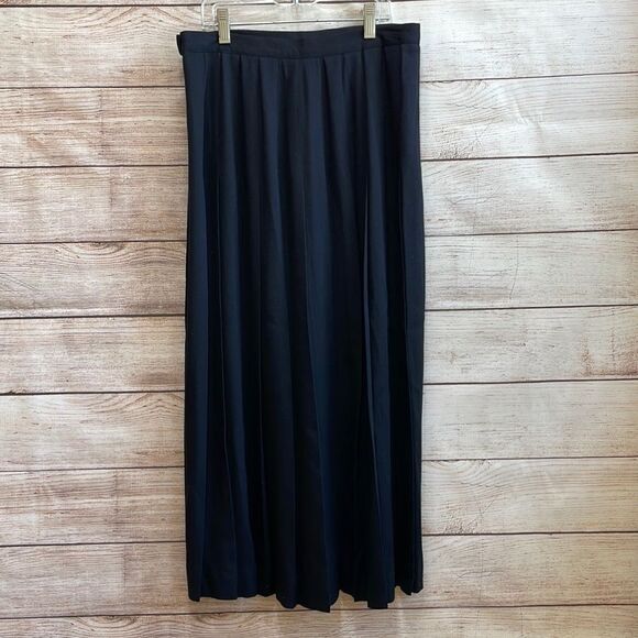 JONES NEW YORK WOOL PLEATED MAXI SKIRT IN BLACK - Picture 1 of 6